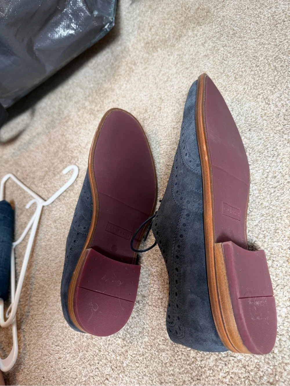 Ted Baker Navy Suede Brogue Oxfords with Tan Sole - 11M